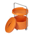 Orange saddle leather movable pulley storage basket